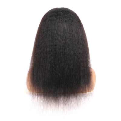 Kinky Straight Headband Wigs for Women Yaki Straight Remy Human Hair Glueless Wigs Natural Black