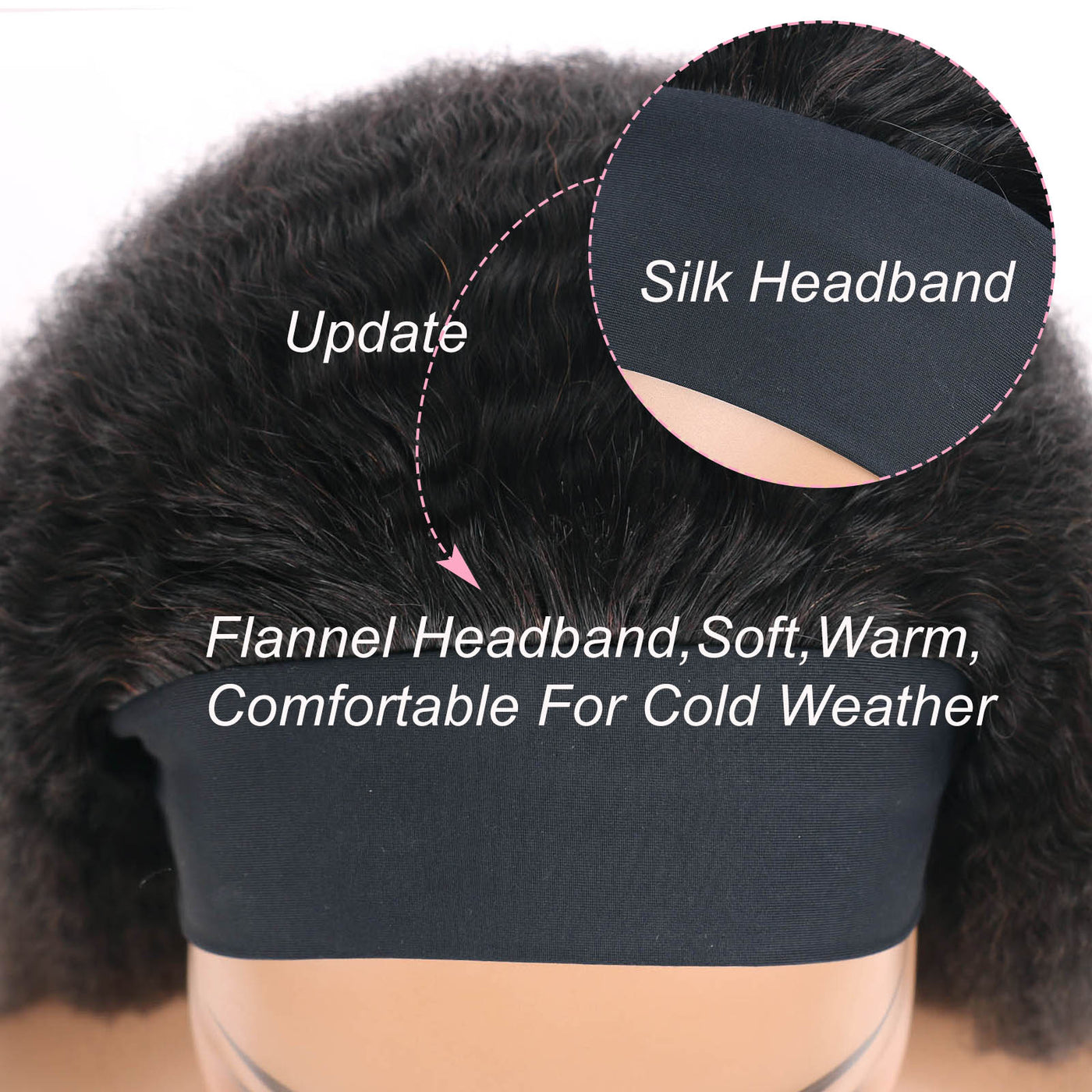 Kinky Straight Headband Wigs for Women Yaki Straight Remy Human Hair Glueless Wigs Natural Black