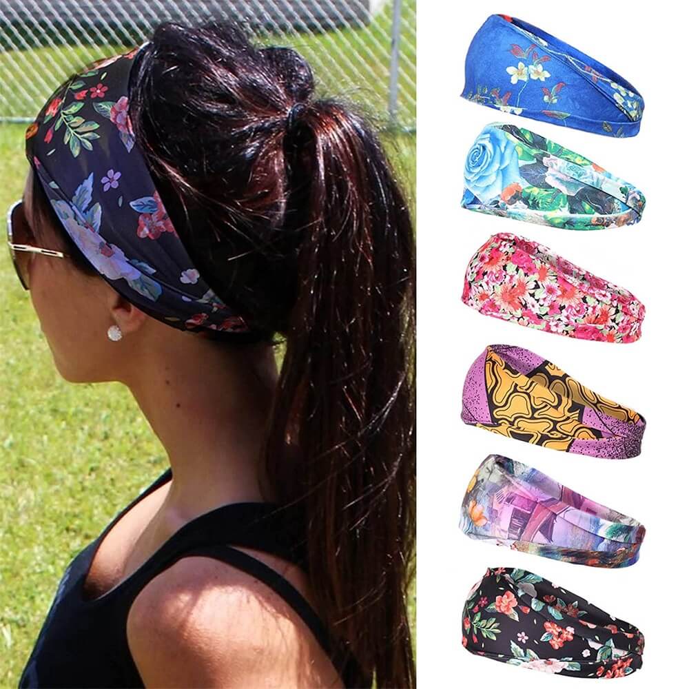 Wide Headbands For Women Soft Yoga Elastic Boho Hair Bands For Short Hair Long Hair Girls Workout Running Sport Headwrap Non Slip Breathable 6pcs/pack