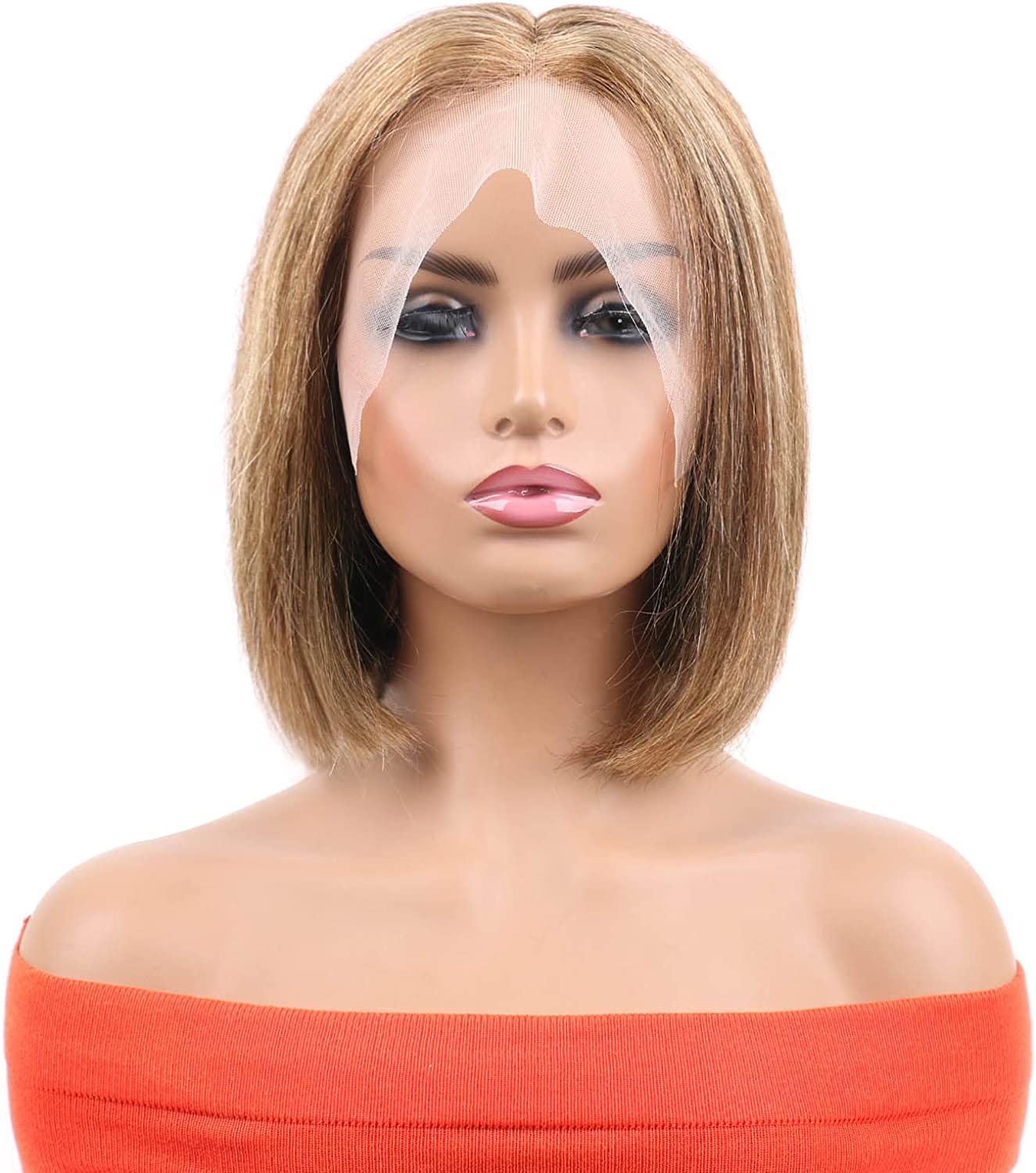 T Part Wig Human Hair Bob Wigs 4/27 Highlight Short Bob Straight Hair Wigs for Women