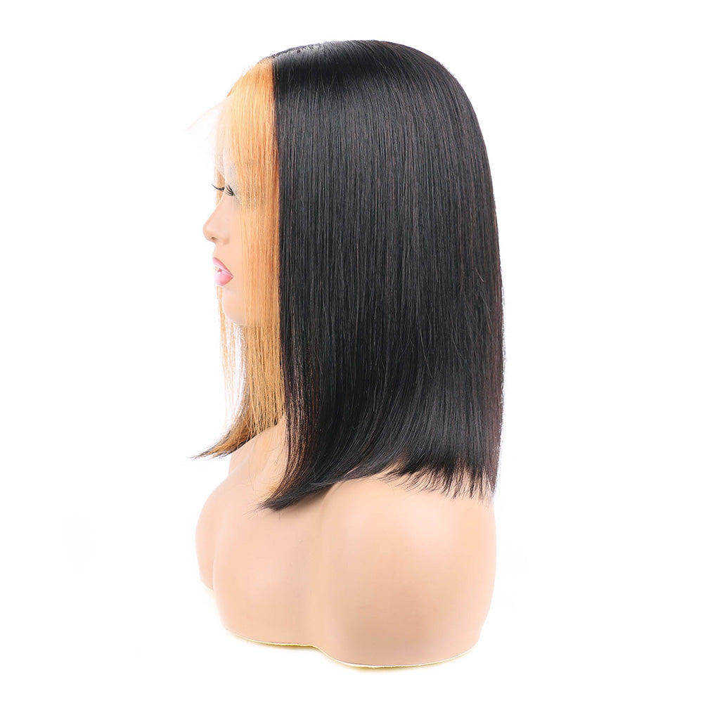 Ombre Highlight Streak Straight Bob Wigs 13x4 Lace Front Wigs For Black Women Brazilian Remy Blonde Highlight Bob Wigs Human Hair