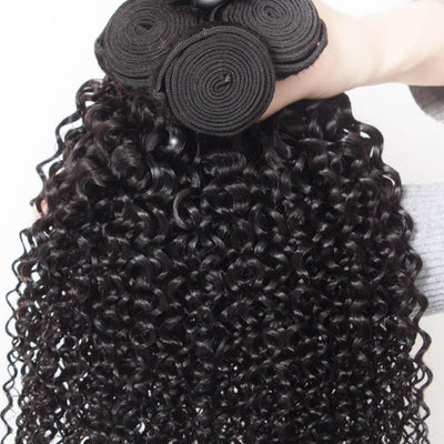 Kinky Curly Hair Bundles With Lace Frontal Human Hair 3 Bundles With Ear To Ear Closure Brazilian Virgin Hair Weave