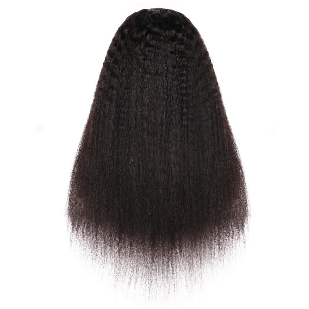 U Part Wig Human Hair Yaki Straight Wigs For Women 2x4 U Shape Kinky Traight Glueless Wig Natural Black Can Be Dyed