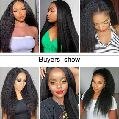 U Part Wig Human Hair Yaki Straight Wigs For Women 2x4 U Shape Kinky Traight Glueless Wig Natural Black Can Be Dyed