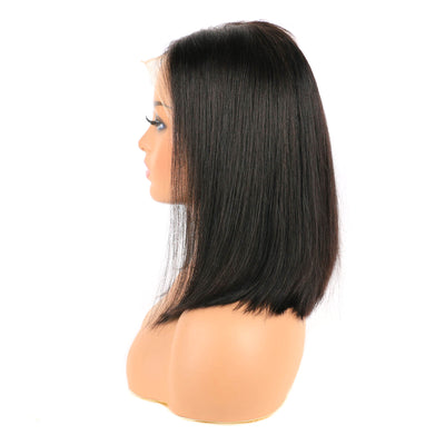 13x4 Lace Front Bob Wigs Human Hair Straight 150% Density HD Transparent Lace Natural Black