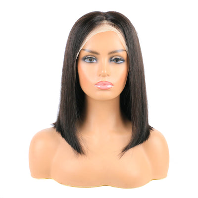 13x4 Lace Front Bob Wigs Human Hair Straight 150% Density HD Transparent Lace Natural Black