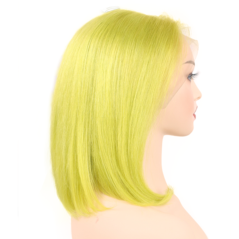 Chartreuse Yellow Straight Bob Lace Front Wigs Human Hair for Women Remy Hair 13x4 Lace Frontal Bob Wigs