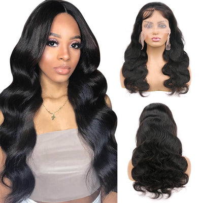 Human Hair Lace Front Wig Body Wave 13x4 Lace Frontal Wigs for Women 150% Density Brazilian Human Hair Wig Natural Black