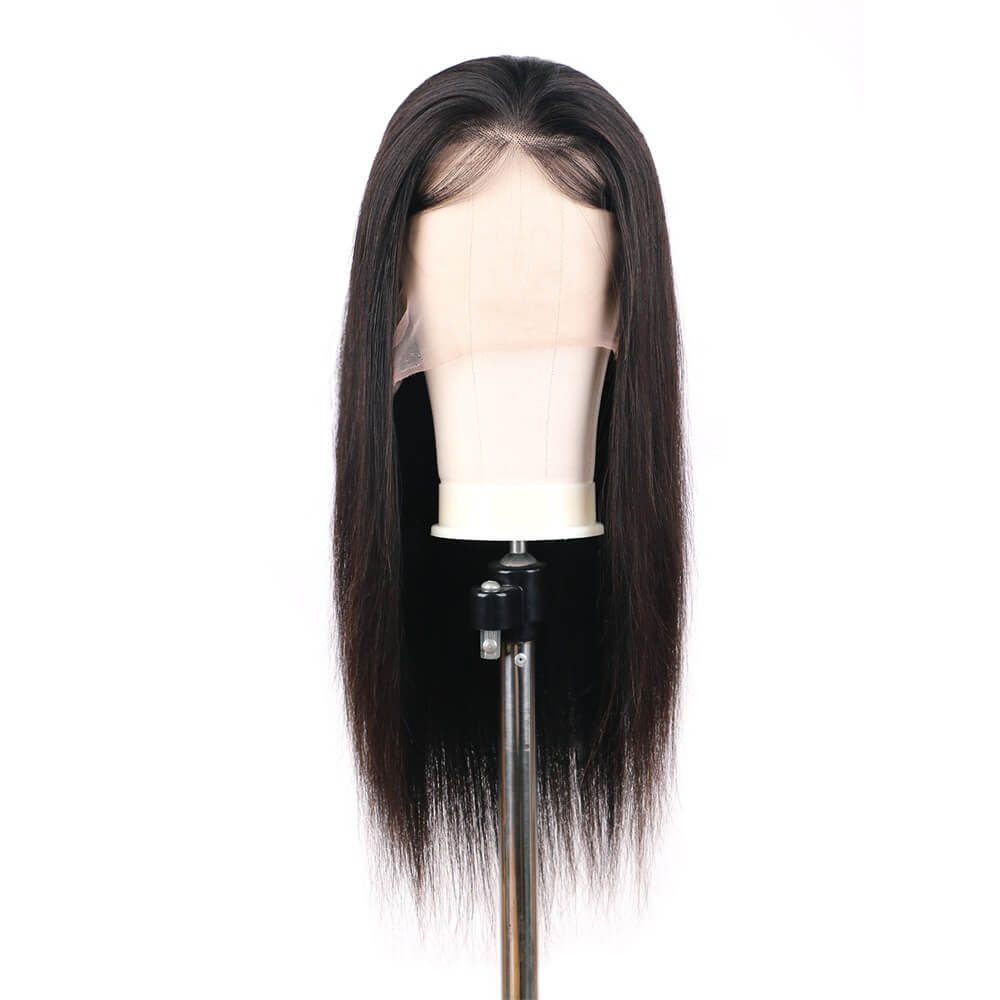 Human Hair Lace Front Wig Silky Straight Hair Free Part Glueless Wigs For Women Natural Color With Baby Hair Adjustable Straps