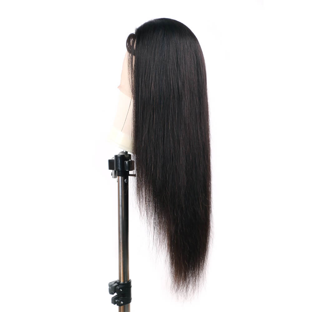 Human Hair Lace Front Wig Silky Straight Hair Free Part Glueless Wigs For Women Natural Color With Baby Hair Adjustable Straps