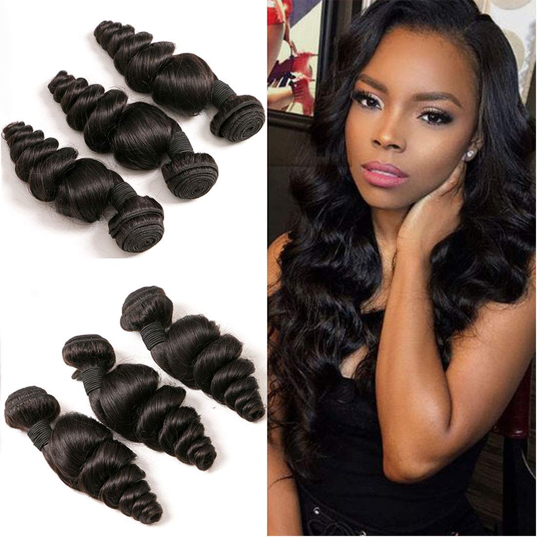 Loose Wave Bundles Natural Black 100% Remy Human Hair Bundles 9A Remy Hair Loose Curl Sew In Extensions