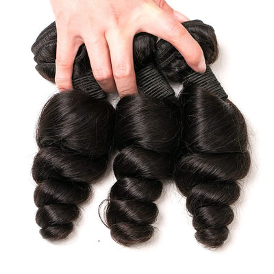 Loose Wave Bundles Natural Black 100% Remy Human Hair Bundles 9A Remy Hair Loose Curl Sew In Extensions