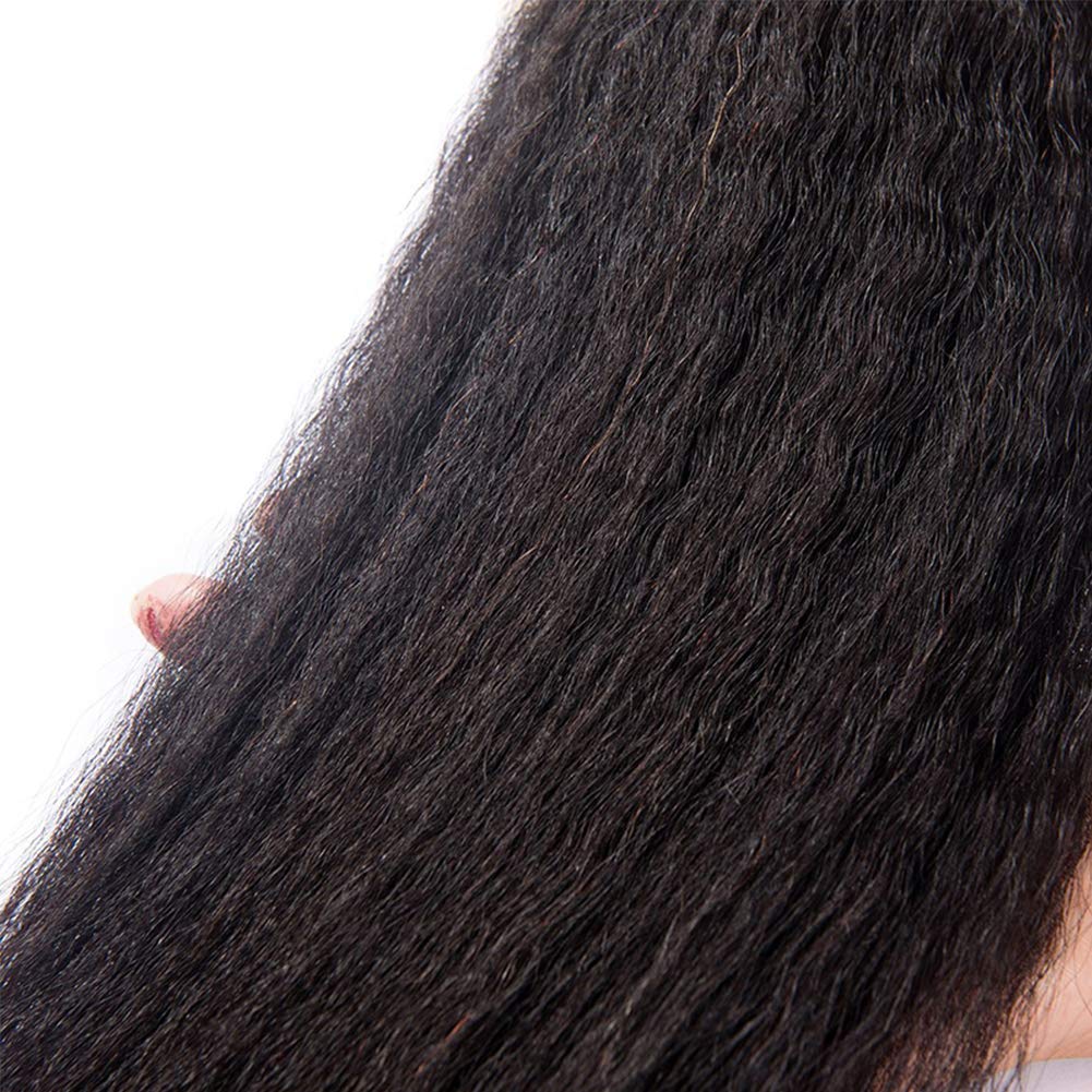 Kinky Straight Bundles Human Hair Yaki Straight 3 Bundles Remy Hair Extensions Natural Black