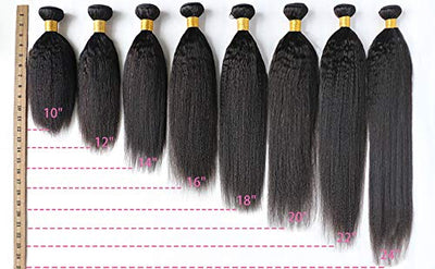 Kinky Straight Bundles Human Hair Yaki Straight 3 Bundles Remy Hair Extensions Natural Black